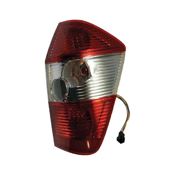 چراغ عقب راست روی گلگیر خودرو ام وی ام X33 به صورت ایستاده و سه رنگ به رنگ های قرمز و سفید پلاستیکی.